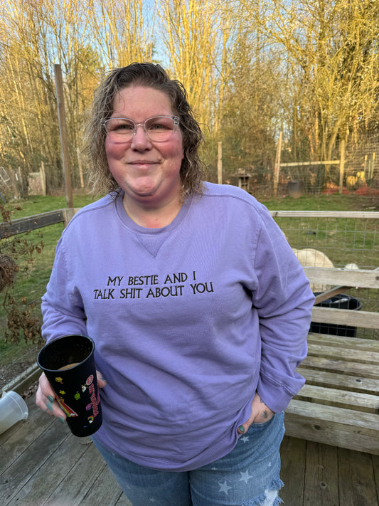 Bestie Talk Crewneck Embroidered Sweatshirt