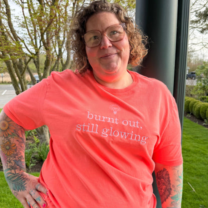 Burnt Out, Still Glowing — Embroidered Tee
