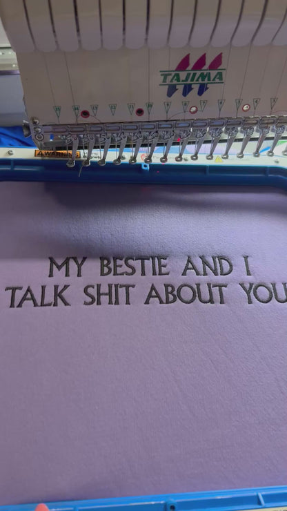 Bestie Talk Crewneck Embroidered Sweatshirt